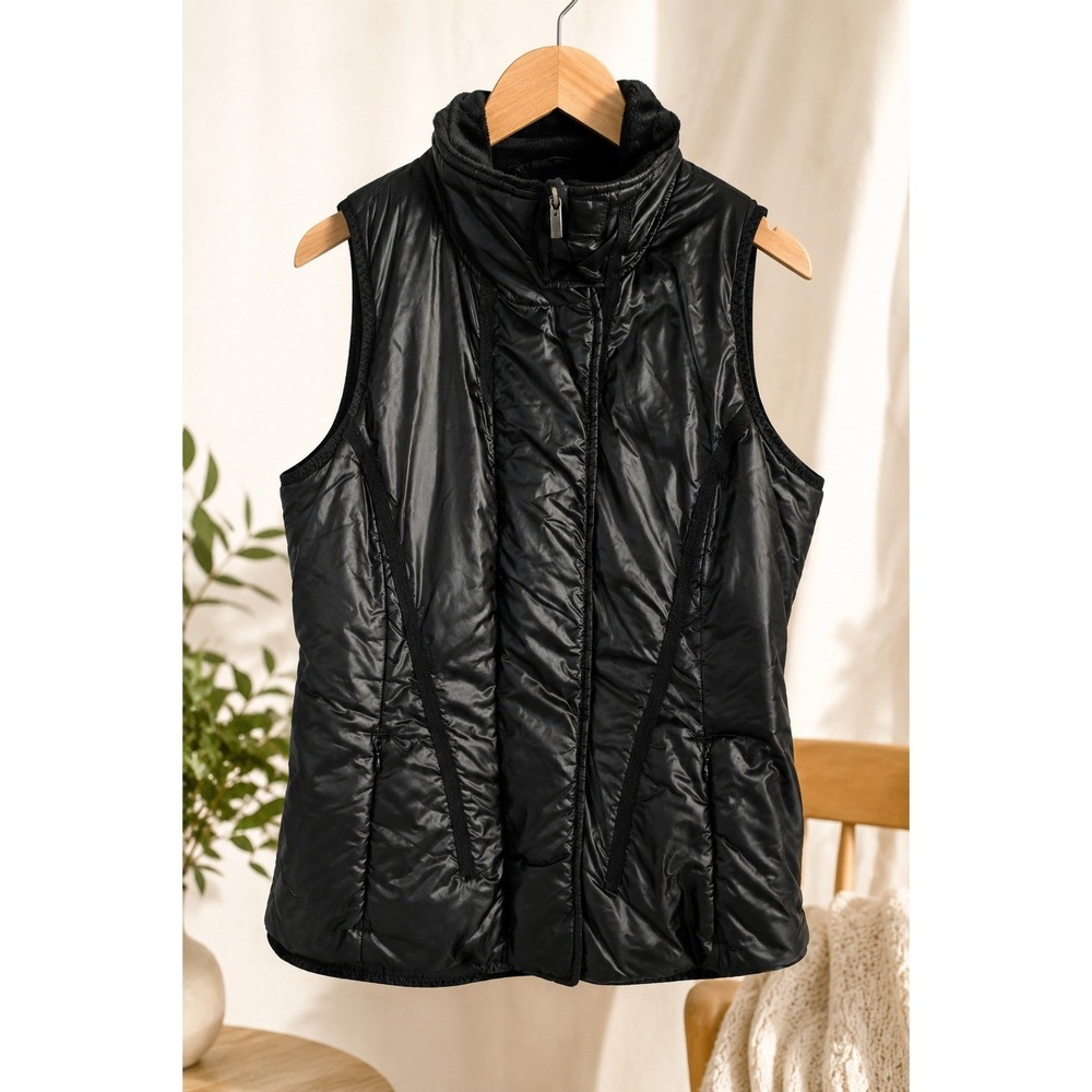 Lululemon Glacier Vest Black Fleece Lined Insulated Zip Vest Size 6 Outdoor Cozy